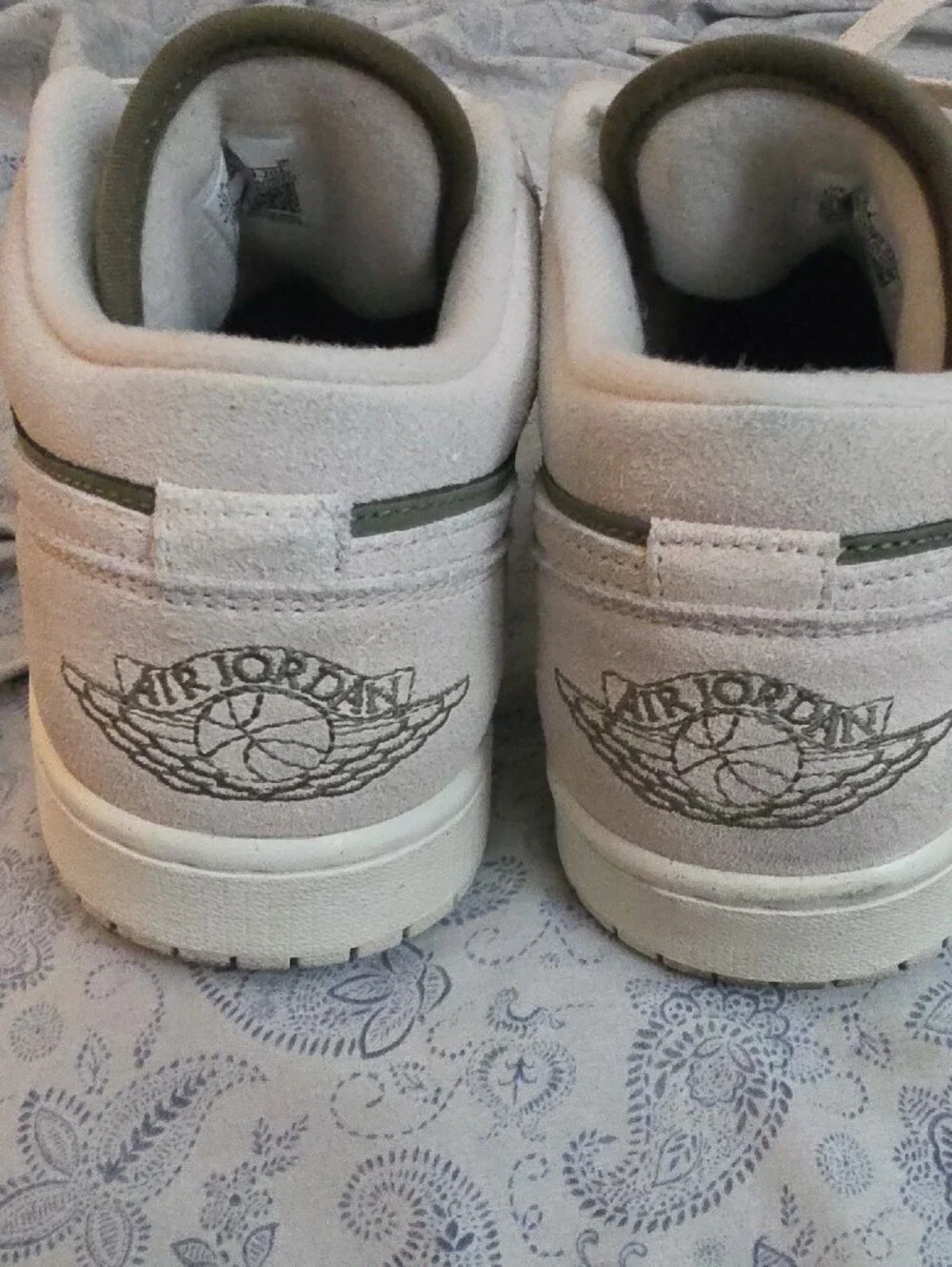 Jordan Low-Top Sneakers in Olive Green and Cream